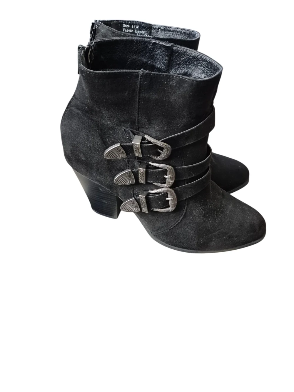 Lane Bryant Black Suede Buckle‎ Ankle Boots 11 W